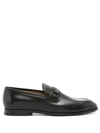 Ferragamo Foster Gancini Loafers In Hammered Leather In Black