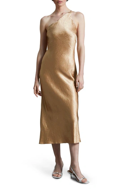 & Other Stories One-shoulder Satin Slipdress In Beige