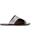 Atp Atelier 'rosa' Vegetable Tanned Metallic Leather Slide Sandals