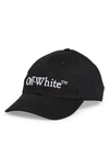 Off-white Bookish Embroidered Logo Baseball Cap In Black/ White