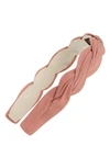 Tasha Braided Pleated Headband In Blush