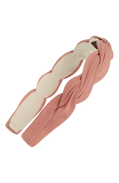 Tasha Braided Pleated Headband In Blush