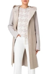 Akris Cashmere Knit Trench Coat With Shearling Front In 330-greige