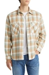 Closed Plaid Cotton Flannel Button-up Shirt In Beige/ Glazed Green