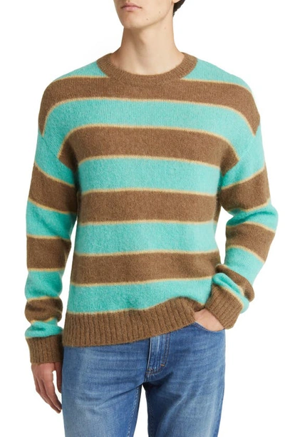 Closed Stripe Alpaca & Wool Blend Crewneck Sweater In Green