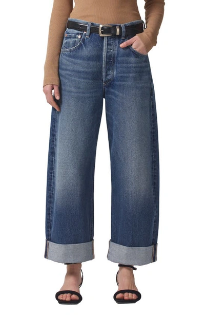 Citizens Of Humanity Ayla Baggy Cuffed Cropped Jeans In Blue