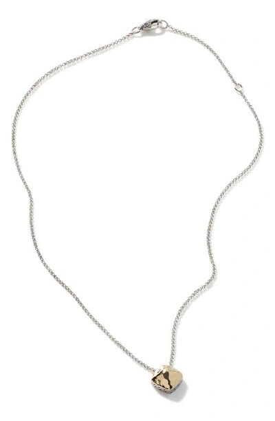 John Hardy Sterling Silver & 18k Yellow Gold Classic Chain Hammered Sugarloaf Pendant Necklace, 16-18 In Gold/silver