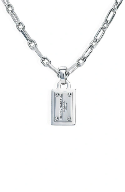 Dolce & Gabbana Logo Pendant Necklace In Silver