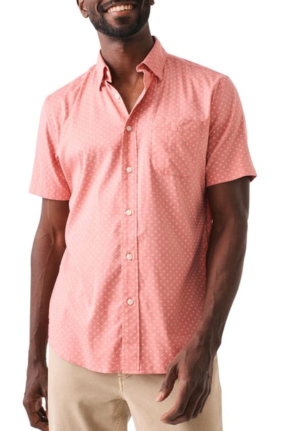 Faherty Movement Floral Short Sleeve Button-up Shirt In Red Cream Radius
