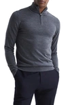 Reiss Blackhall Quarter Zip Merino Wool Sweater In Mid Grey