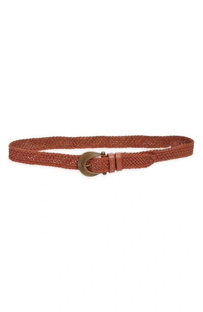 Free People Brix Woven Leather Belt In Sedona