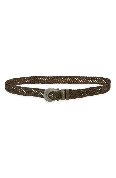 Free People Brix Woven Leather Belt In Tapenade