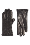 Bottega Veneta Intrecciato Leather Gloves In 1000 Black
