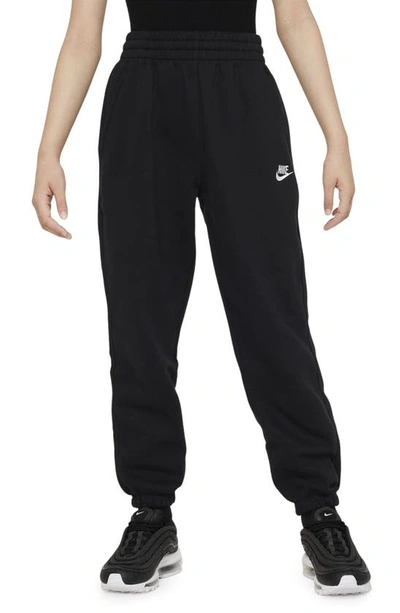Nike Sportswear Club Fleece Big Kids' (girls') Loose Pants In Black/white