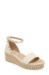 Valentino Rockstud 55 Grainy Leather Platform Sandal In Light Ivory