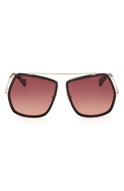Max Mara 64mm Gradient Geometric Sunglasses In Dark Brown/gradient Brown