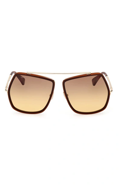 Max Mara 64mm Gradient Oversize Geometric Sunglasses In Dark Brown/gradient Brown