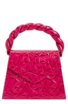Anima Iris Grande Zaza Snake Embossed Leather Top Handle Bag In Pink/ Texture 3