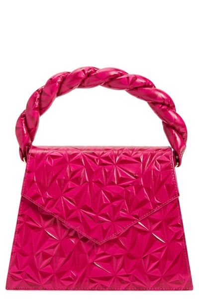 Anima Iris Grande Zaza Snake Embossed Leather Top Handle Bag In Pink/ Texture 3