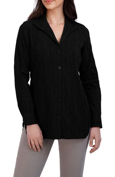 Foxcroft Pandora Button-up Tunic In Black