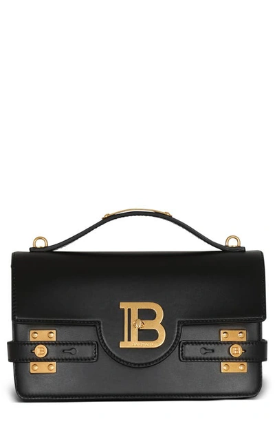 Balmain B-buzz 24 Leather Top Handle Bag In Black