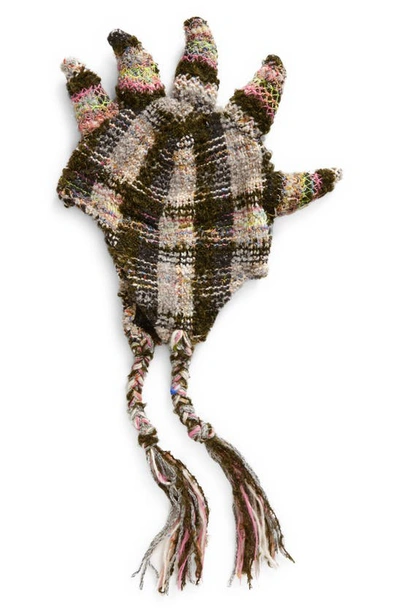 Collina Strada Spikey Plaid Knit Hat In Green