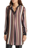 Anne Klein Stripe Tunic Top In Rose Stone Multi