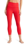 Beyond Yoga Out Of Pocket Space Dye High-waist Mid Leggings In Paradise Coral Heather