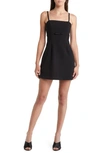 French Connection Whisper Light Womens Pleated Adjustable Strap Mini Dress In Blackout