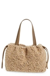 BRUNELLO CUCINELLI EMBROIDERED WOOL BLEND BOUCLÉ TOTE