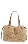 Brunello Cucinelli Large Embroidered Wool Tote Bag In C9010 Camel