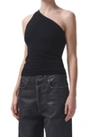 Agolde Brita One Shoulder Tank In Black