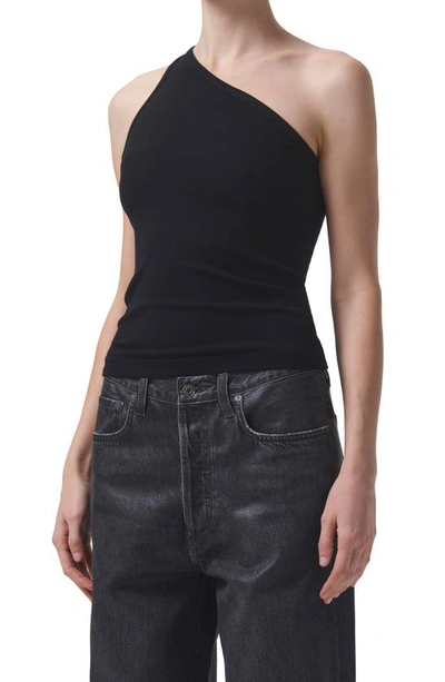 Agolde Brita One-shoulder Tank In Black