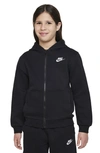 Nike Sportswear Club Fleece Big Kids' Full-zip Hoodie In Black/ White