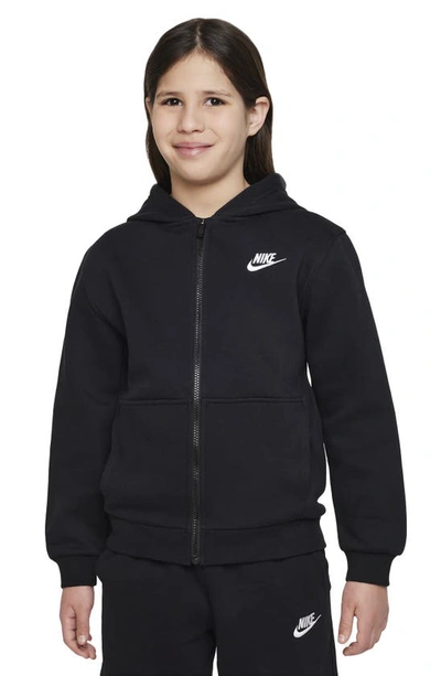 Nike Sportswear Club Fleece Big Kids' Full-zip Hoodie In Black