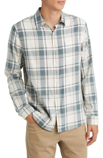 Vince Manchester Plaid Button-up Shirt In Bone Dusty Teal