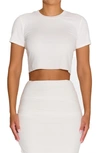 Naked Wardrobe Baby Rib Crop T-shirt In White