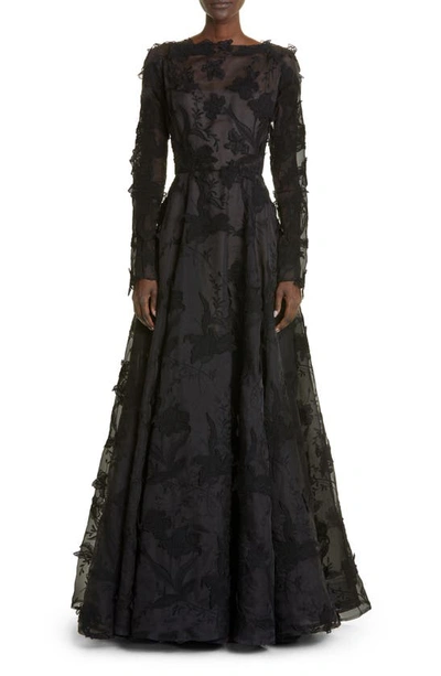 Jason Wu Collection Emboidered Organza Ls Gown In Multi