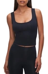 Good American Scuba Scoop Neck Crop Tank In Black001