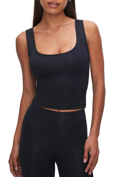 Good American Scuba Scoop Neck Crop Tank In Black001