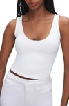 Good American Scuba Scoop Neck Crop Tank In White001