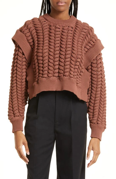 Aknvas Jules Open Knit Sweater In Mahogany
