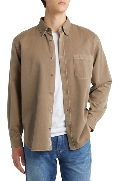 Closed Formal Army Button-up Shirt In Brown