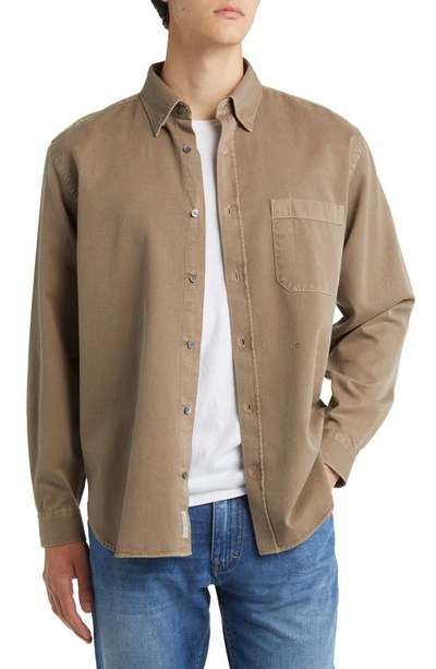 Closed Formal Army Button-up Shirt In Brown Sugar