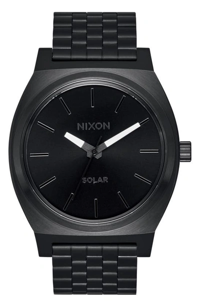 Nixon Time Teller Solar Bracelet Watch, 40mm In All Black / White