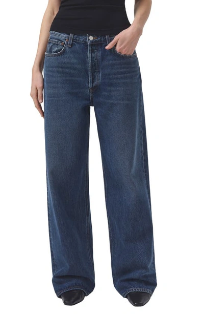 Agolde Low Slung High Rise Baggy Jeans In Image In Dark Denim