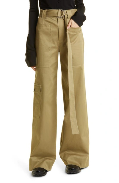 Proenza Schouler White Label Cotton Stretch Wide Leg Cargo Pants