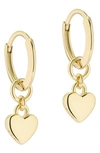 Ted Baker Tiny Heart Huggie Drop Earrings In Gold Tone