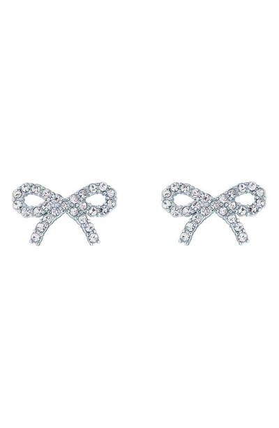 Ted Baker Tarlay Twinkle Bow Stud Earrings In Silver Tone Clear Crystal