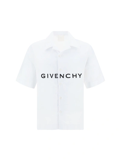 Givenchy Boxy Fit Logo Button-up Camp Shirt In Cream